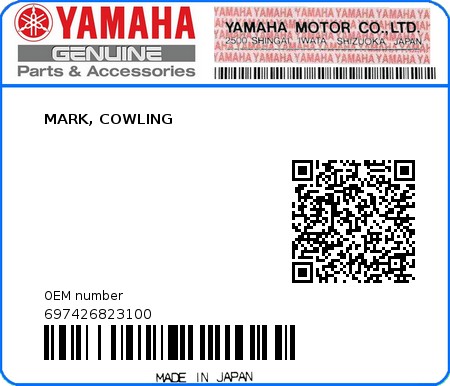 Product image: Yamaha - 697426823100 - MARK, COWLING  0