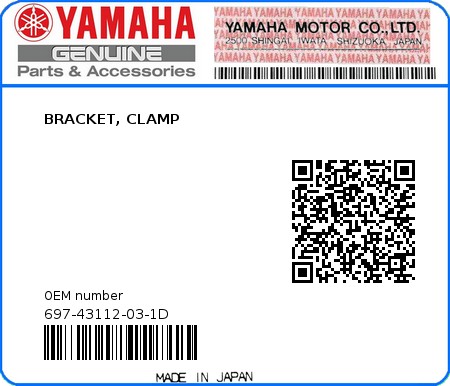 Product image: Yamaha - 697-43112-03-1D - BRACKET, CLAMP  0