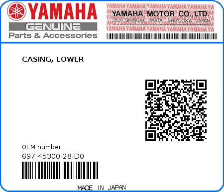 Product image: Yamaha - 697-45300-28-D0 - CASING, LOWER  0