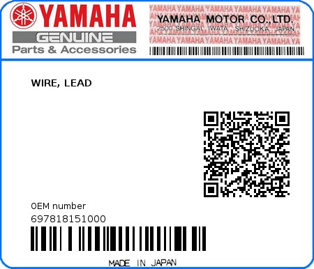 Product image: Yamaha - 697818151000 - WIRE, LEAD 