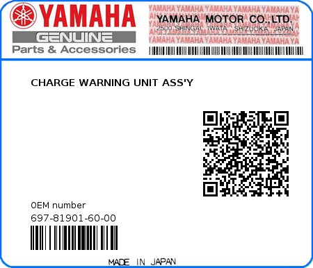 Product image: Yamaha - 697-81901-60-00 - CHARGE WARNING UNIT ASS'Y  0