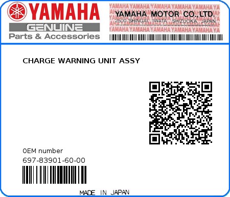 Product image: Yamaha - 697-83901-60-00 - CHARGE WARNING UNIT ASSY  0