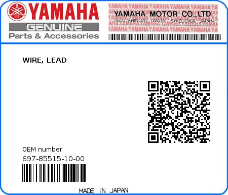 Product image: Yamaha - 697-85515-10-00 - WIRE, LEAD 