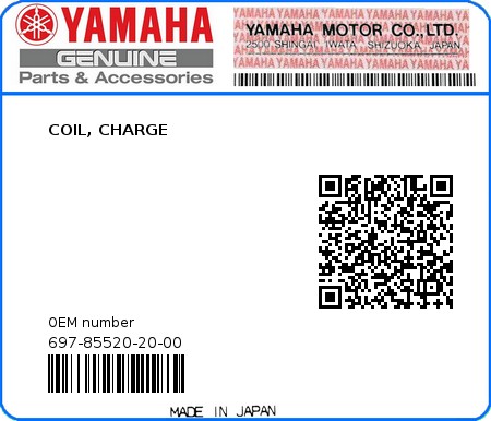 Product image: Yamaha - 697-85520-20-00 - COIL, CHARGE 