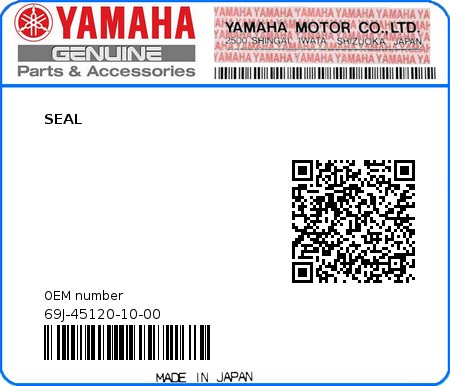 Product image: Yamaha - 69J-45120-10-00 - SEAL  0