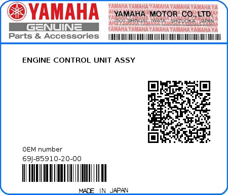 Product image: Yamaha - 69J-85910-20-00 - ENGINE CONTROL UNIT ASSY 