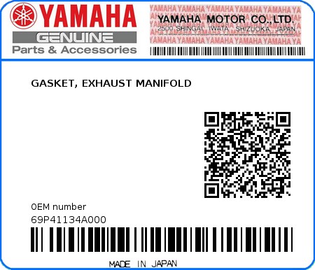 Product image: Yamaha - 69P41134A000 - GASKET, EXHAUST MANIFOLD  0