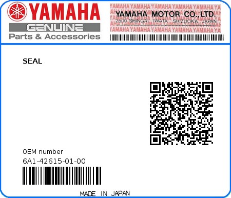 Product image: Yamaha - 6A1-42615-01-00 - SEAL  0