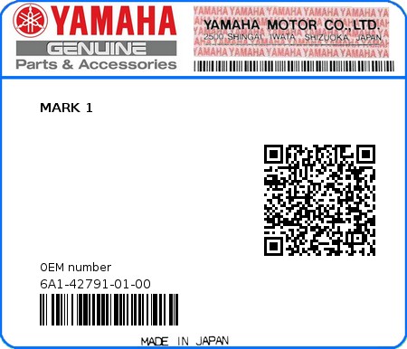 Product image: Yamaha - 6A1-42791-01-00 - MARK 1  0