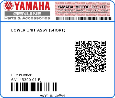 Product image: Yamaha - 6A1-45300-01-EJ - LOWER UNIT ASSY (SHORT)  0