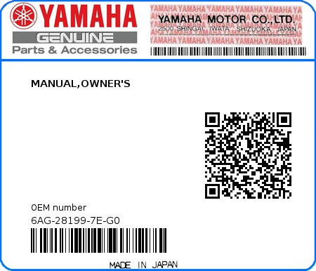 Product image: Yamaha - 6AG-28199-7E-G0 - MANUAL,OWNER'S  0