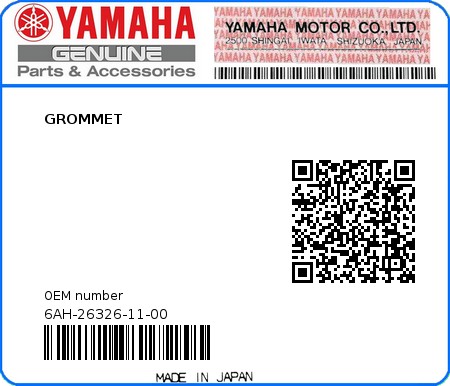 Product image: Yamaha - 6AH-26326-11-00 - GROMMET 