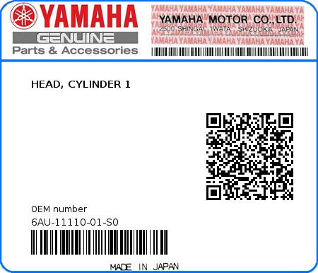 Product image: Yamaha - 6AU-11110-01-S0 - HEAD, CYLINDER 1 