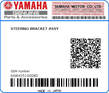 Product image: Yamaha - 6AW42510008D - STEERING BRACKET ASSY  0