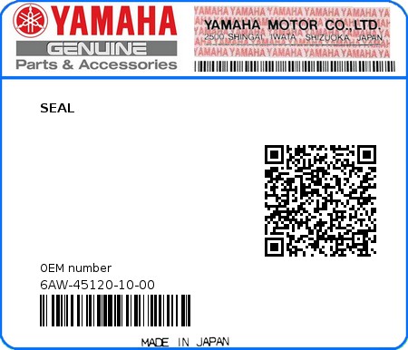 Product image: Yamaha - 6AW-45120-10-00 - SEAL  0