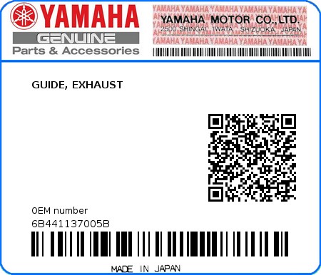 Product image: Yamaha - 6B441137005B - GUIDE, EXHAUST 