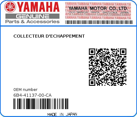 Product image: Yamaha - 6B4-41137-00-CA - COLLECTEUR D'ECHAPPEMENT  0