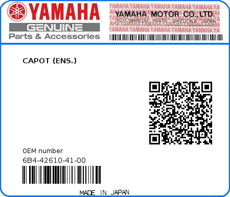 Product image: Yamaha - 6B4-42610-41-00 - CAPOT (ENS.) 