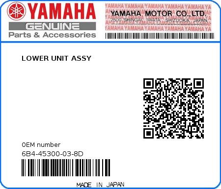 Product image: Yamaha - 6B4-45300-03-8D - LOWER UNIT ASSY 