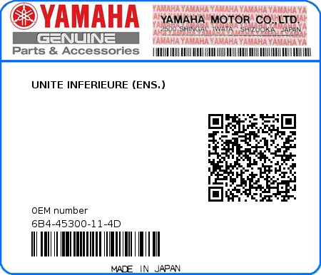 Product image: Yamaha - 6B4-45300-11-4D - UNITE INFERIEURE (ENS.)  0