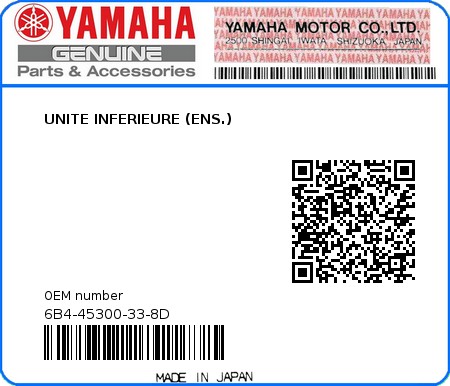 Product image: Yamaha - 6B4-45300-33-8D - UNITE INFERIEURE (ENS.)  0