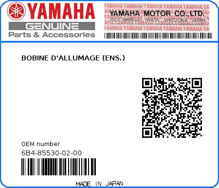 Product image: Yamaha - 6B4-85530-02-00 - BOBINE D'ALLUMAGE (ENS.)  0