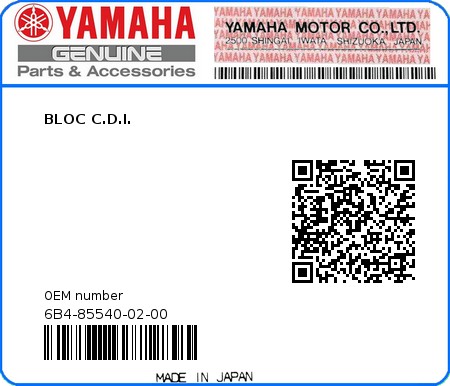 Product image: Yamaha - 6B4-85540-02-00 - BLOC C.D.I. 