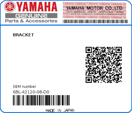 Product image: Yamaha - 6BL-42120-08-D0 - BRACKET  0