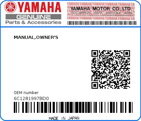 Product image: Yamaha - 6C1281997BD0 - MANUAL,OWNER'S  0