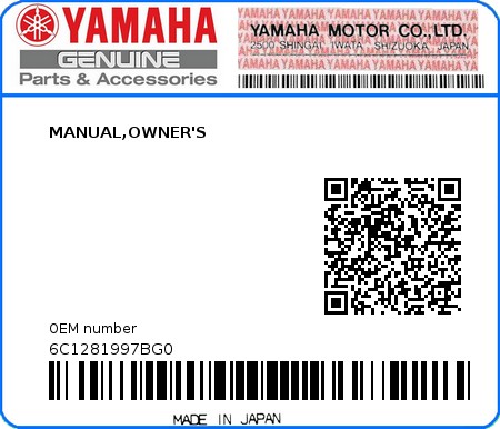 Product image: Yamaha - 6C1281997BG0 - MANUAL,OWNER'S 