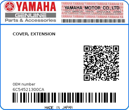 Product image: Yamaha - 6C54521300CA - COVER, EXTENSION 