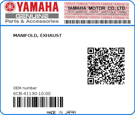 Product image: Yamaha - 6CB-41130-10-00 - MANIFOLD, EXHAUST 