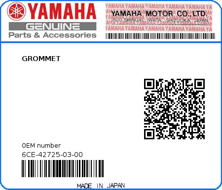 Product image: Yamaha - 6CE-42725-03-00 - GROMMET 