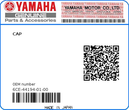 Product image: Yamaha - 6CE-44194-01-00 - CAP  0