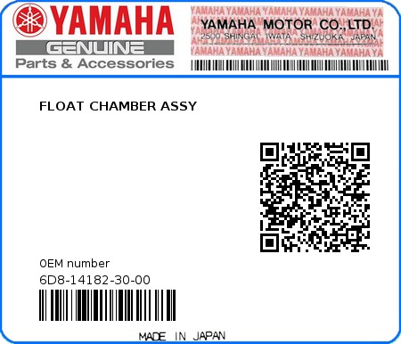 Product image: Yamaha - 6D8-14182-30-00 - FLOAT CHAMBER ASSY  0