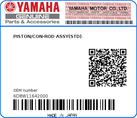 Product image: Yamaha - 6D8W11642000 - PISTON/CON-ROD ASSY(STD) 