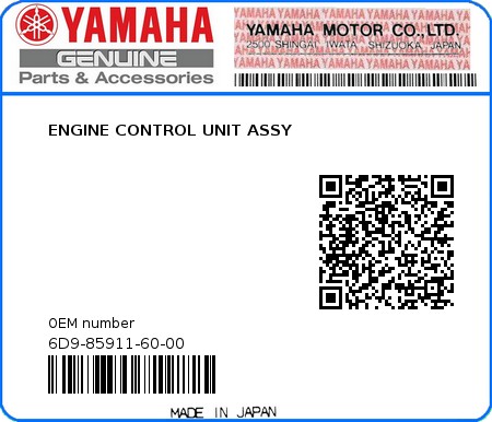 Product image: Yamaha - 6D9-85911-60-00 - ENGINE CONTROL UNIT ASSY 