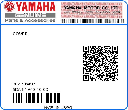 Product image: Yamaha - 6DA-81940-10-00 - COVER  0