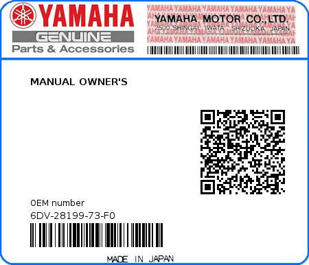 Product image: Yamaha - 6DV-28199-73-F0 - MANUAL OWNER'S 