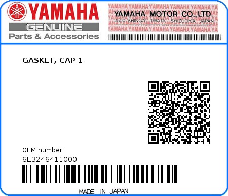 Product image: Yamaha - 6E3246411000 - GASKET, CAP 1 