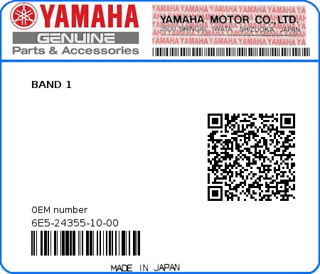 Product image: Yamaha - 6E5-24355-10-00 - BAND 1  0