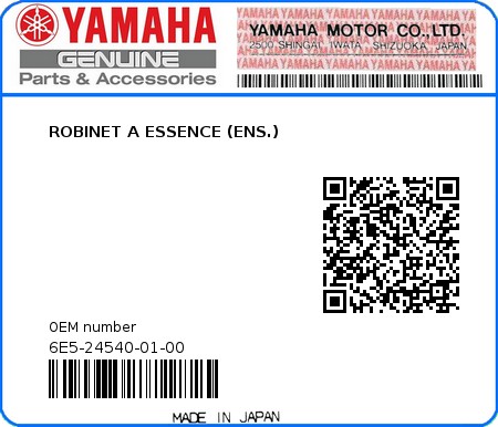 Product image: Yamaha - 6E5-24540-01-00 - ROBINET A ESSENCE (ENS.)  0