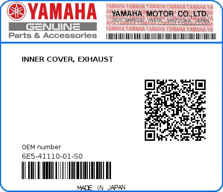 Product image: Yamaha - 6E5-41110-01-S0 - INNER COVER, EXHAUST 