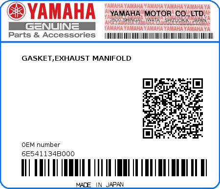 Product image: Yamaha - 6E541134B000 - GASKET,EXHAUST MANIFOLD  0