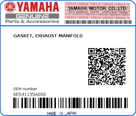 Product image: Yamaha - 6E541135A000 - GASKET, EXHAUST MANIFOLD  0