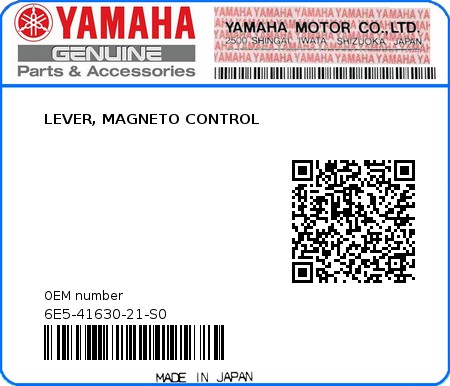 Product image: Yamaha - 6E5-41630-21-S0 - LEVER, MAGNETO CONTROL 