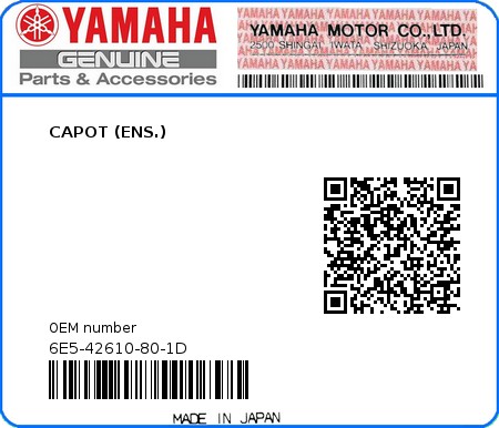 Product image: Yamaha - 6E5-42610-80-1D - CAPOT (ENS.) 