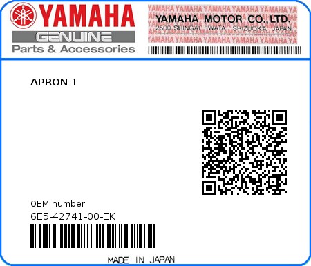 Product image: Yamaha - 6E5-42741-00-EK - APRON 1 