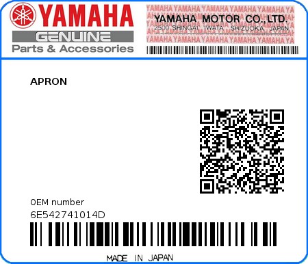 Product image: Yamaha - 6E542741014D - APRON  0