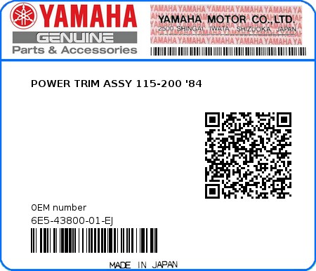 Product image: Yamaha - 6E5-43800-01-EJ - POWER TRIM ASSY 115-200 '84  0